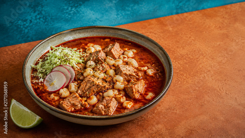 Mexican Pozole Rojo Hominy and Pork Stew with Red Chili Broth