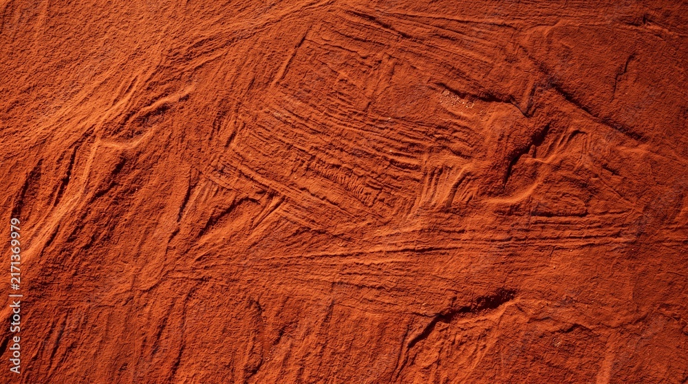 Fototapeta premium Red Cocoa Powder Texture with Scraped and Scratched Dry Surface Background
