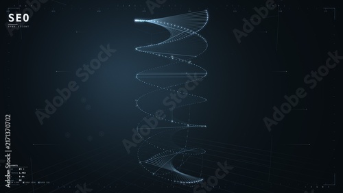 Blue SEO ranking helix with ascending double spiral background
