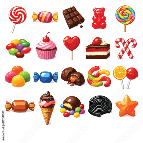 Colorful Assortment of Candies and Sweets Illustration