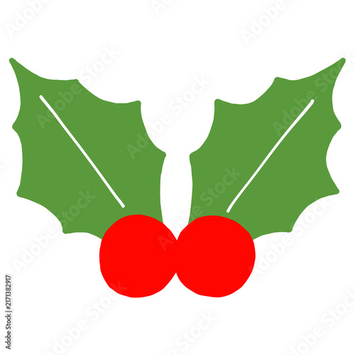 Obraz na płótnie クリスマス ヒイラギの手描きイラスト