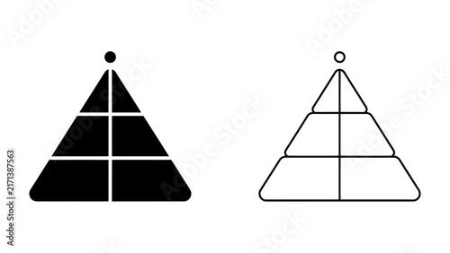 Foto Pyramid Diagram: Two simple pyramid diagrams, one solid black and one outlined, illustrate hierarchical structure and division, perfect for conceptual representation