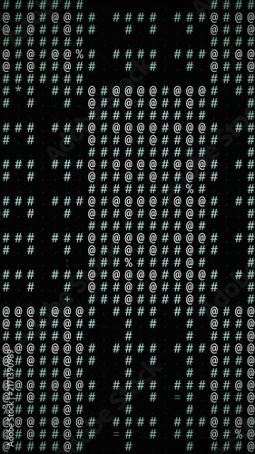 digital matrix code scrolling text pattern