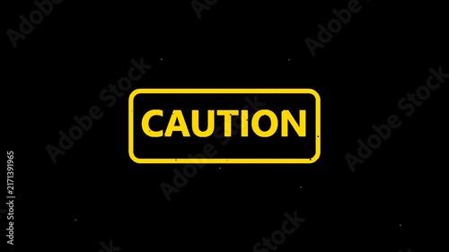 Caution Warning Sign Animation with Yellow Outline, Safety Alert and Hazard Notification