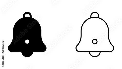 Foto Notification Bell Icons: Two distinct bell icons, one solid black and one outlin