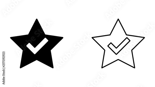 Star Rating and Checkmark: A graphic representation of two stars, one filled and one outlined, each featuring a checkmark symbolizing quality, approval, or a perfect score.