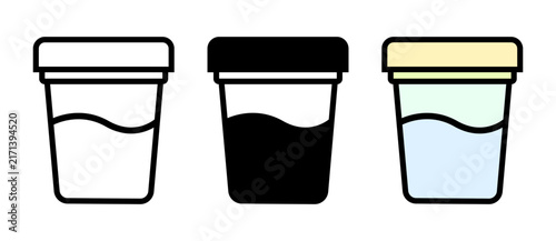medical sample cup icon set for urine test lab container and health testing