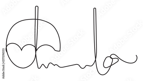 Minimalist single line art depicting umbrella and word ola, great for weather, greeting, or creative branding.