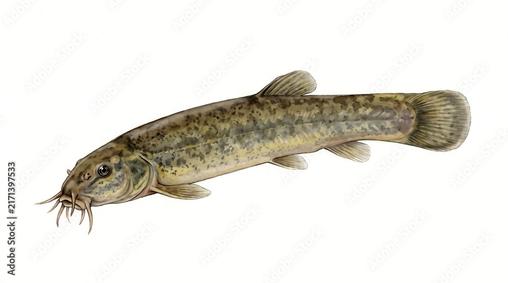 Fototapeta premium Japanese dojo loach fish watercolor on white background