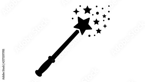 фотографія Magic Wand with Sparkles: A silhouette of a magic wand emitting a trail of stars and dots, symbolizing enchantment and the power of imagination