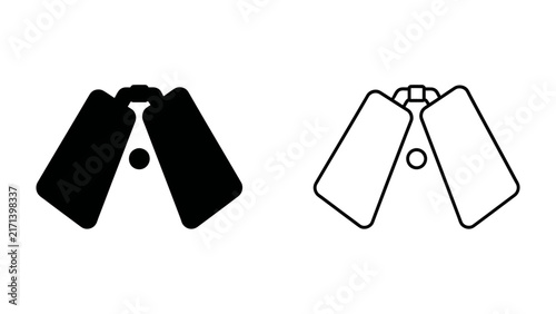 Dog Tag Icon: Two dog tag silhouettes, one solid black and the other an outline, are presented side-by-side against a clean backdrop, representing military identification.