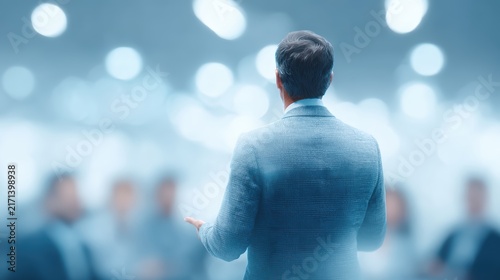 Businessman delivering presentation to audience in conference room