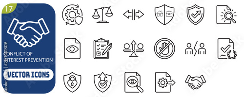 Conflict of Interest Prevention Vector Icons Set for Business Presentations.