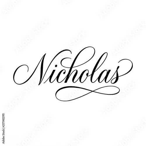 Nicholas Name Cursive Calligraphy White Background