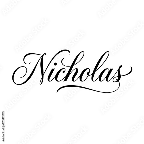 Nicholas Name Cursive Calligraphy White Background