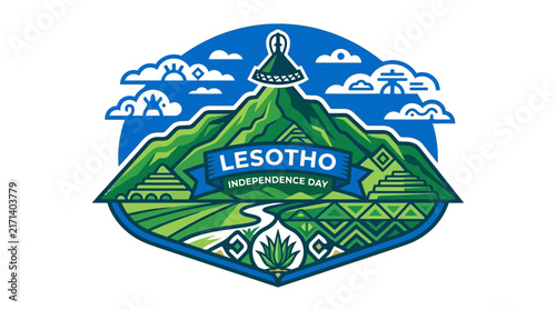 Foto Lesotho Independence Day Celebration Badge Illustration