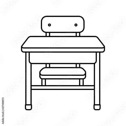 School desk and chair linear icon for classroom seating and furniture.