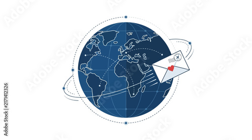 Global Communication Concept with Mail Envelope and Earth Globe