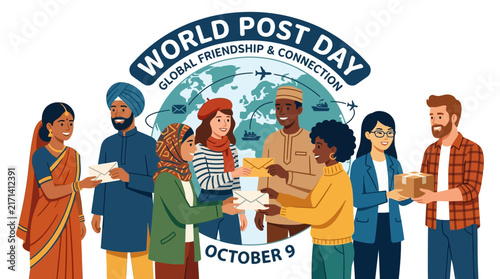 Diverse Group of People Celebrating World Post Day Illustration