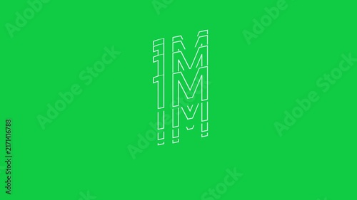 1M Text Animation, One Million Social Media Milestone, Follower Growth Graphic, Audience Reach Typography, Subscriber Achievement, 4K