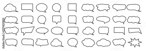 Speech bubble collection showing various cartoon dialogue shapes.