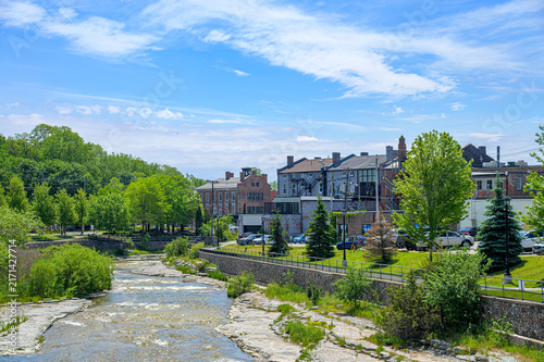 Ganaraska River and townscape in Port Hope, Canada