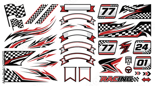 Racing Graphics Vector Collection Featuring Dynamic Car Wrap Designs and Sports Decals for Motorsports
