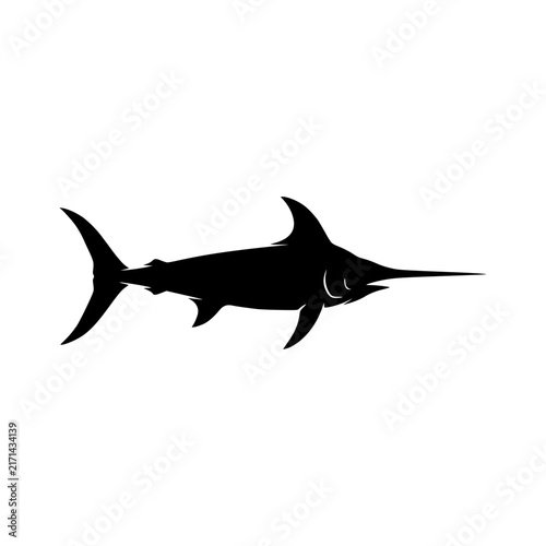 Swimming marlin fish silhouette vector illustration
