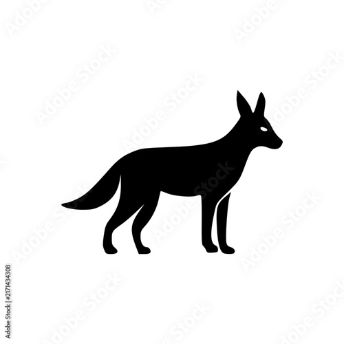 Solid black wild fox or jackal silhouette vector icon
