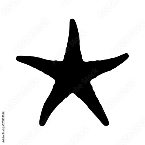 Five pointed starfish silhouette vector illustration