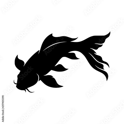 Koi fish swimming silhouette vector illustration