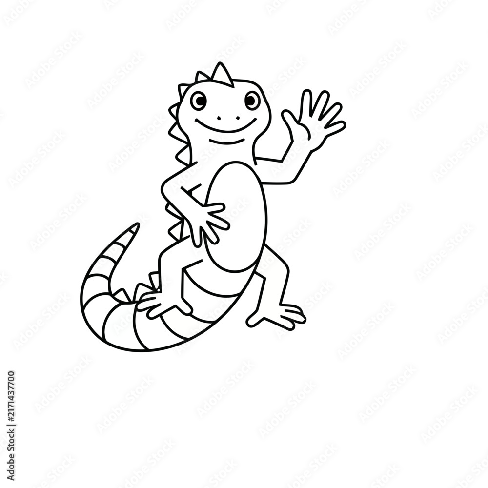 Obraz premium Cartoon lizard waving hello