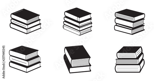 Isometric stack of books in black with perspective view for education and learning concept vector.