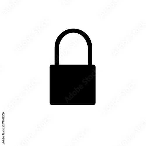 Solid black padlock security vector icon