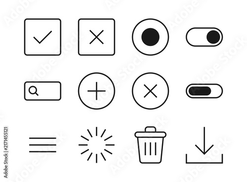 User Interface and Web Design Outline Icon Set