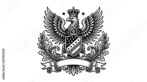 Imperial eagle crest with ornate filigree and shield