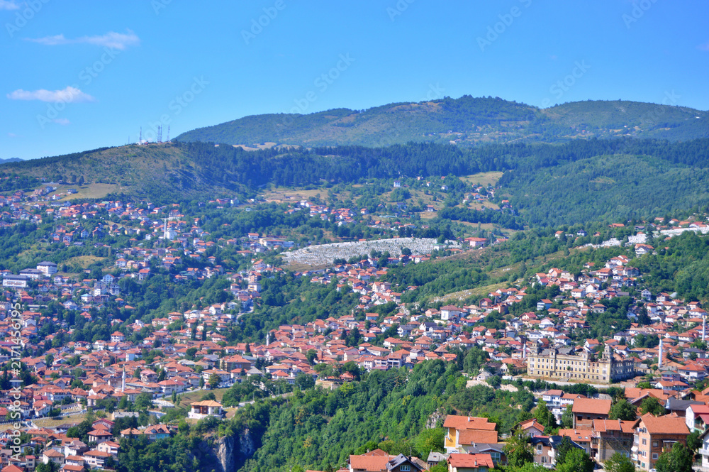 Fototapeta premium Sarajevo skyline day sunset view at summer in Bosnia and Herzegovina. Panorama cityscape of Sarajevo