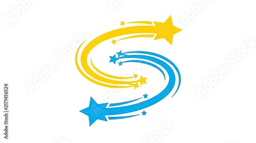 Dynamic S letter logo formed by shooting star trails