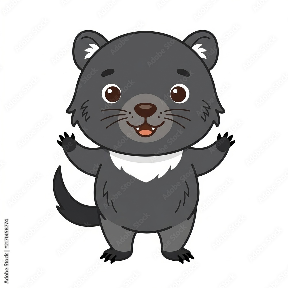Fototapeta premium Flat Color Vector Tasmanian Devil Illustration with Cute Australian Marsupial Character