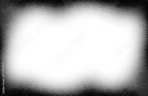Black and white noise grain texture with soft vignette border and bright center, monochrome distressed film effect with subtle analog photographic grain