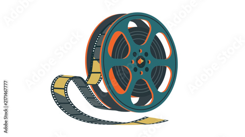 Bild auf Leinwand Cinematic movie reel with unwound film strip.