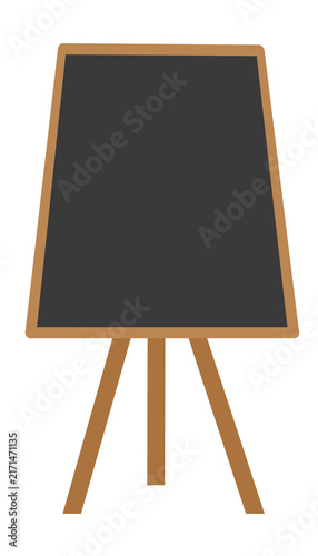 Wooden easel with dark blank blackboard display for menu notice presentation graphic element