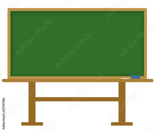 Stand blackboard with green board and wooden frame for classroom teaching menu presentation graphic