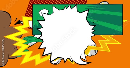Cartoon background animation, comic book backdrop video. Retro comics pop art design.