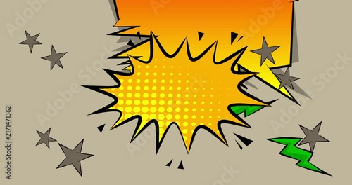 Cartoon background animation, comic book backdrop video. Retro comics pop art design.