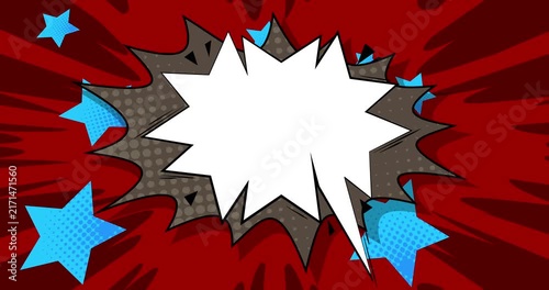 Cartoon background animation, comic book backdrop video. Retro comics pop art design.