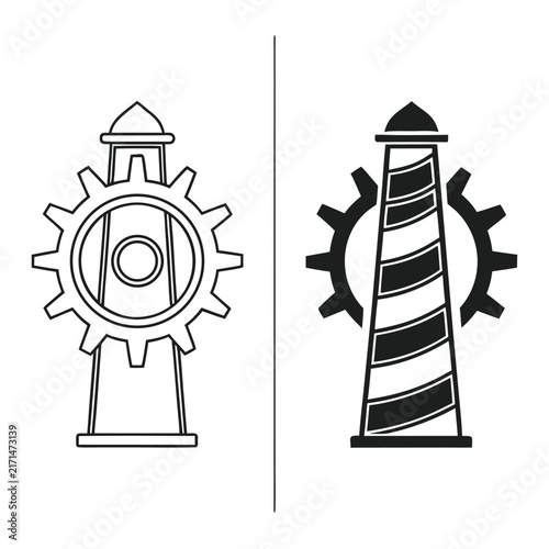 Minimalist black and white of lighthouse and stairs