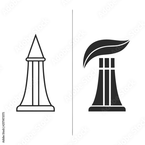 Minimalist black and white of traffic lights and crescent moon
