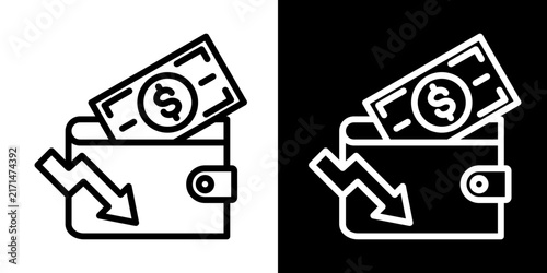 Empty Wallet  Icon Set White Line Style Collection