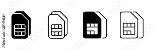 Sim card icon set. dual sim card icon vector